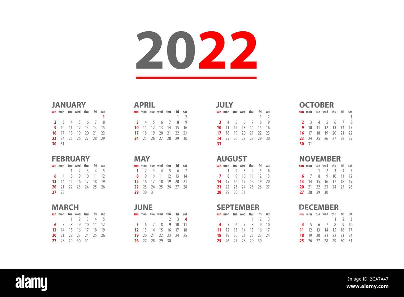 Annual desk monthly calendar template for 2022 year Stock Vector Image &  Art - Alamy