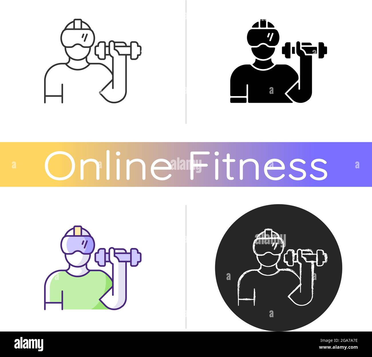 Virtual reality fitness icon. Stock Vector