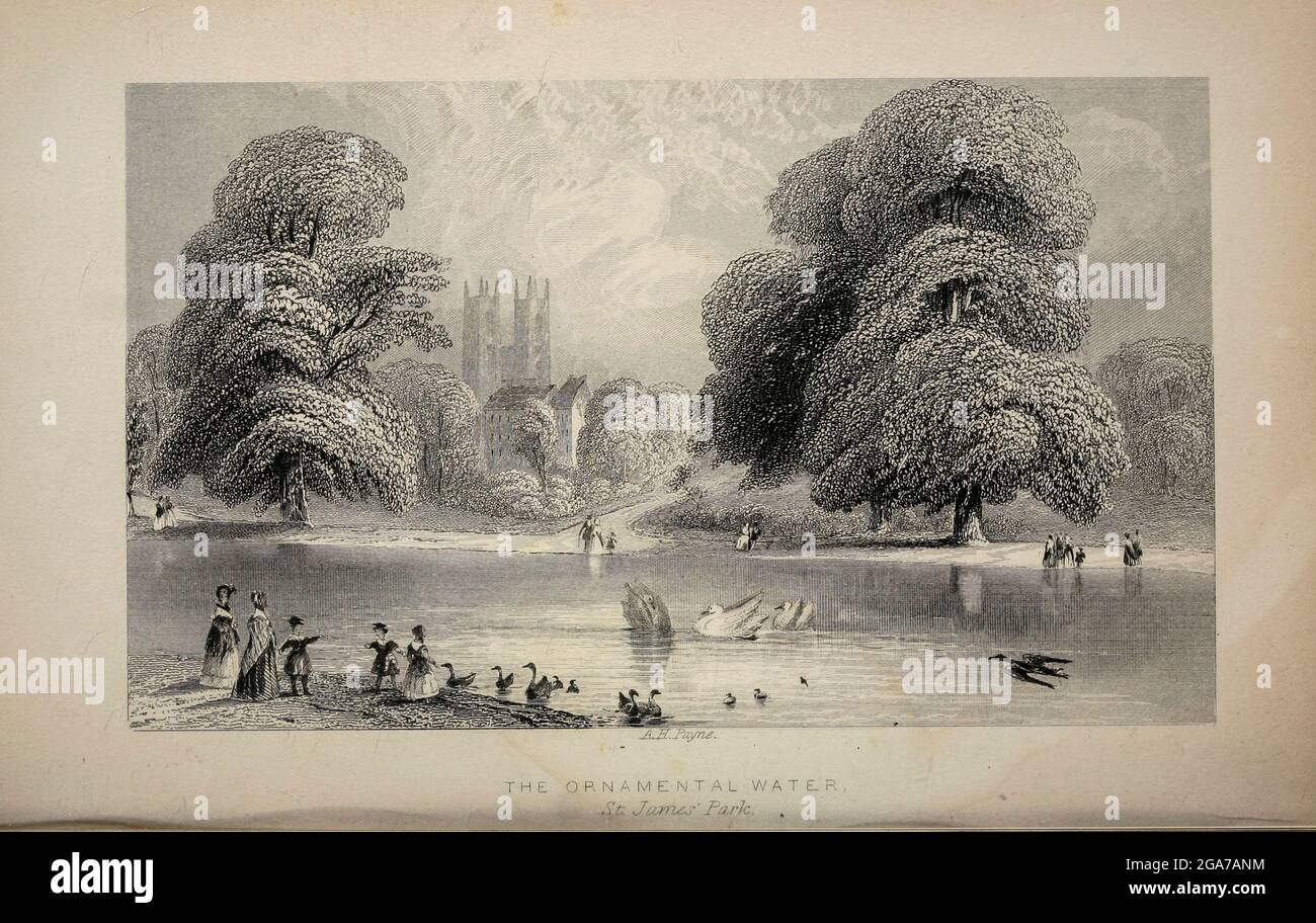 St james park london antique hi-res stock photography and