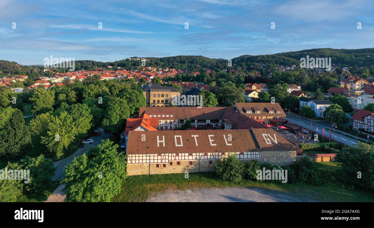 Luftbildaufnahmen aus Blankenburg im Harz Stock Photo
