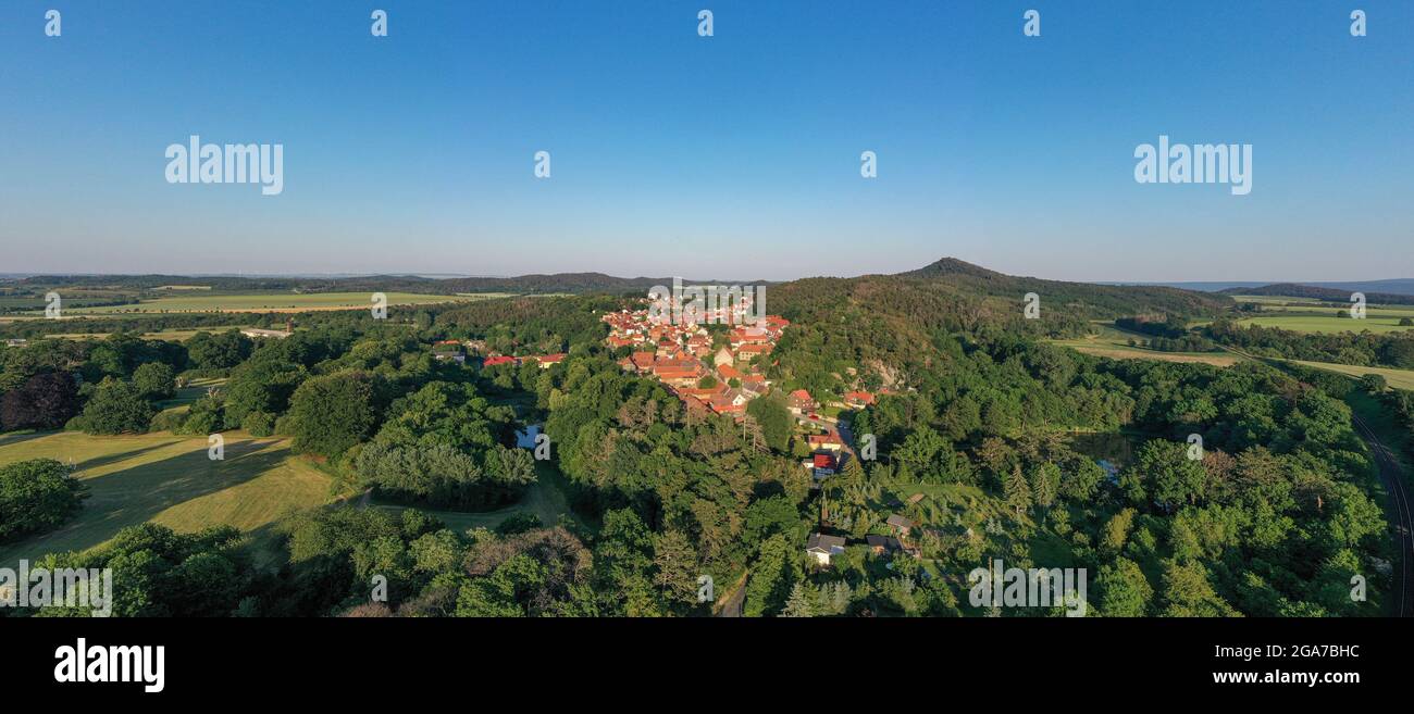 Luftbildaufnahmen aus Langenstein im Harz Stock Photo