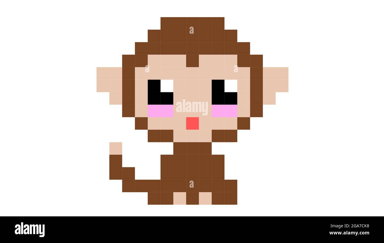 cute monkey pixel art for decor, design,web,wallpaper,background Stock  Photo - Alamy