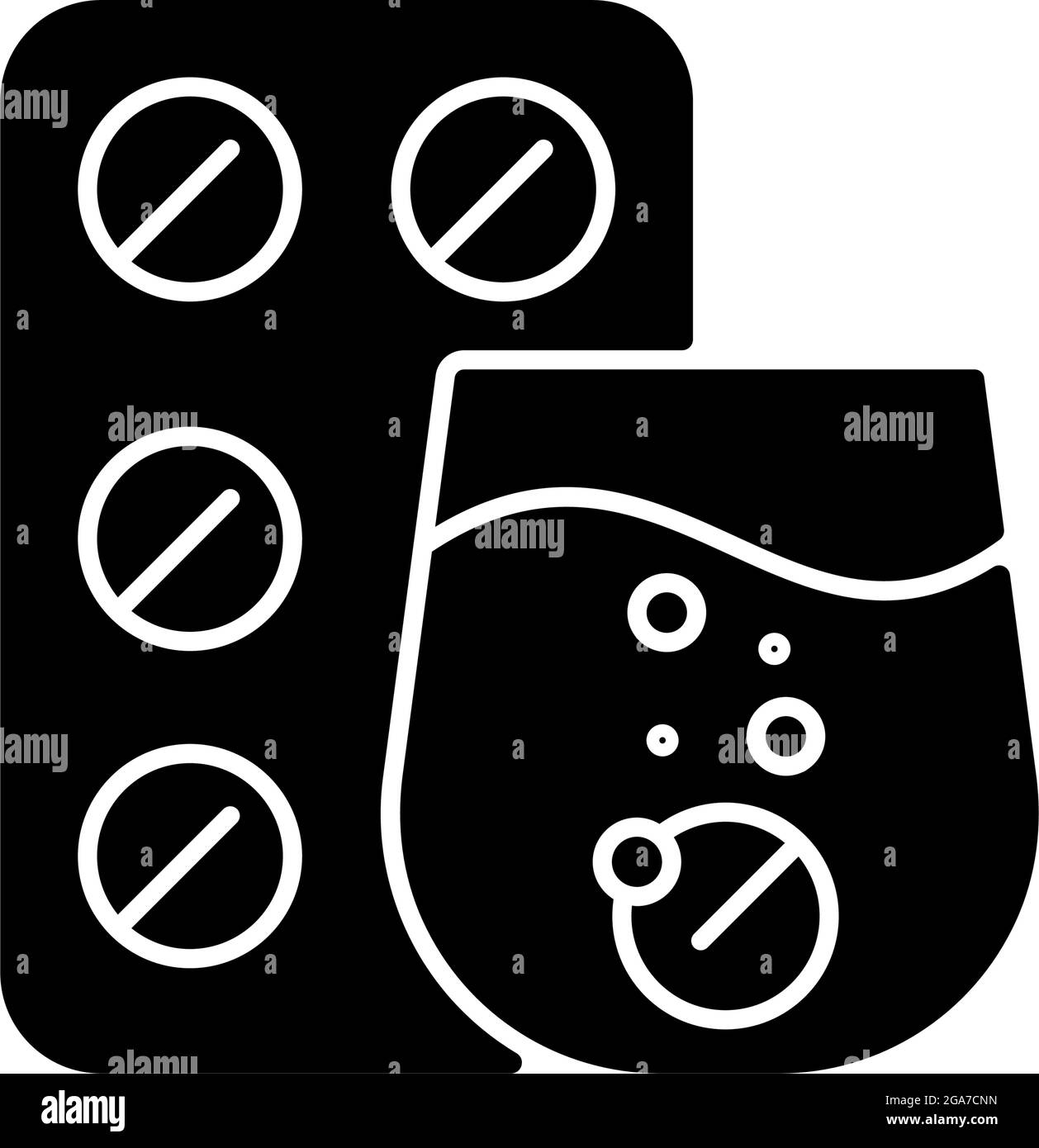 Effervescent tablet for cold relief black glyph icon Stock Vector Image ...