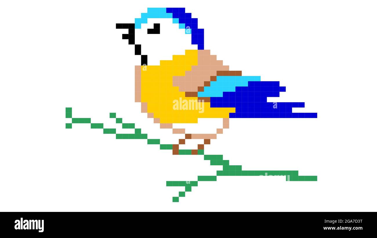 Cute Bird Pixel Art For Decor Design Web Wallpaper Background Stock Photo Alamy