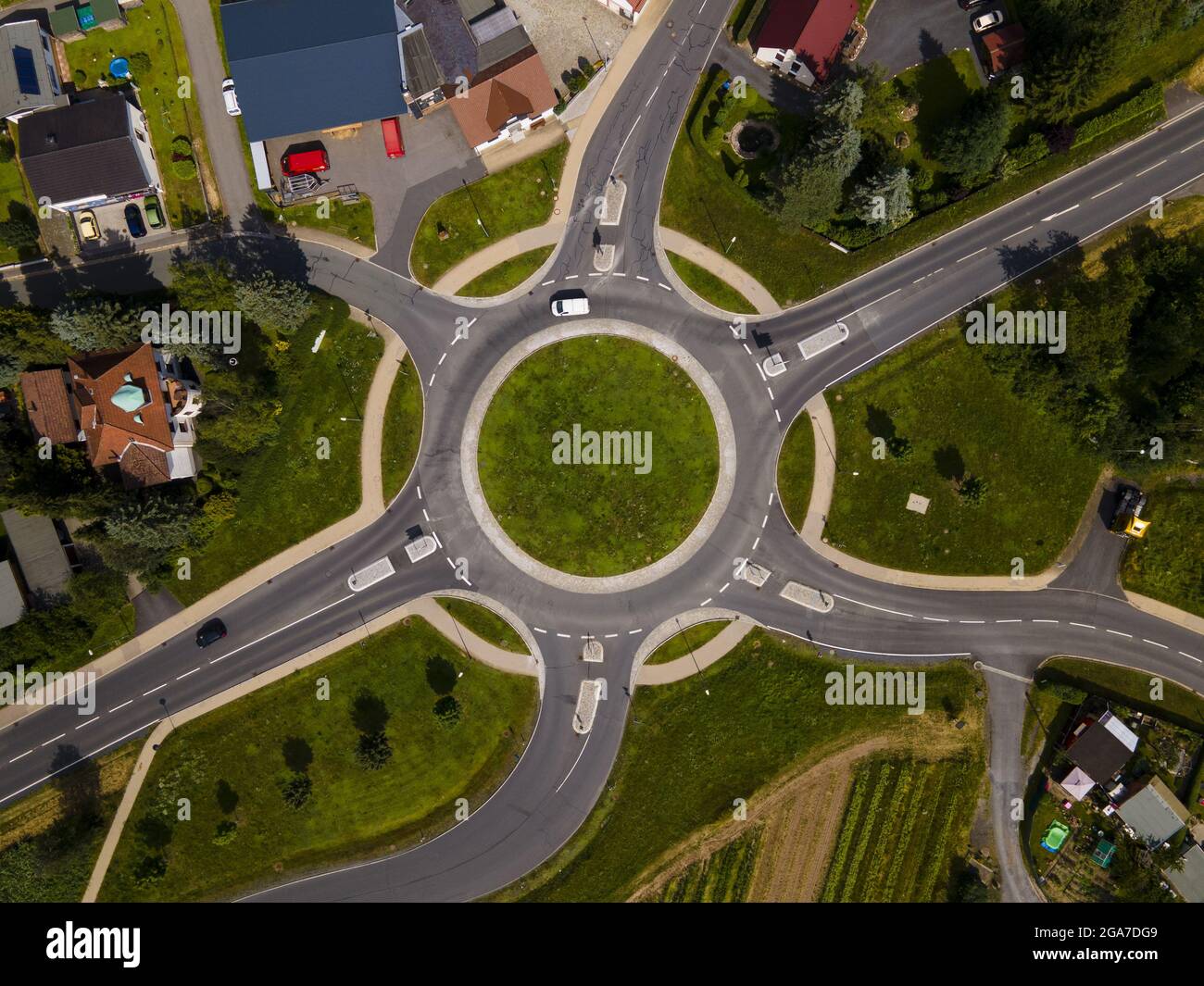 Aerial shot of a roundabout in a rural area Stock Photo Alamy