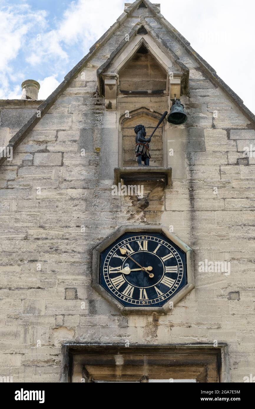 The Black Boy clock on front of Black Boy House, Stroud