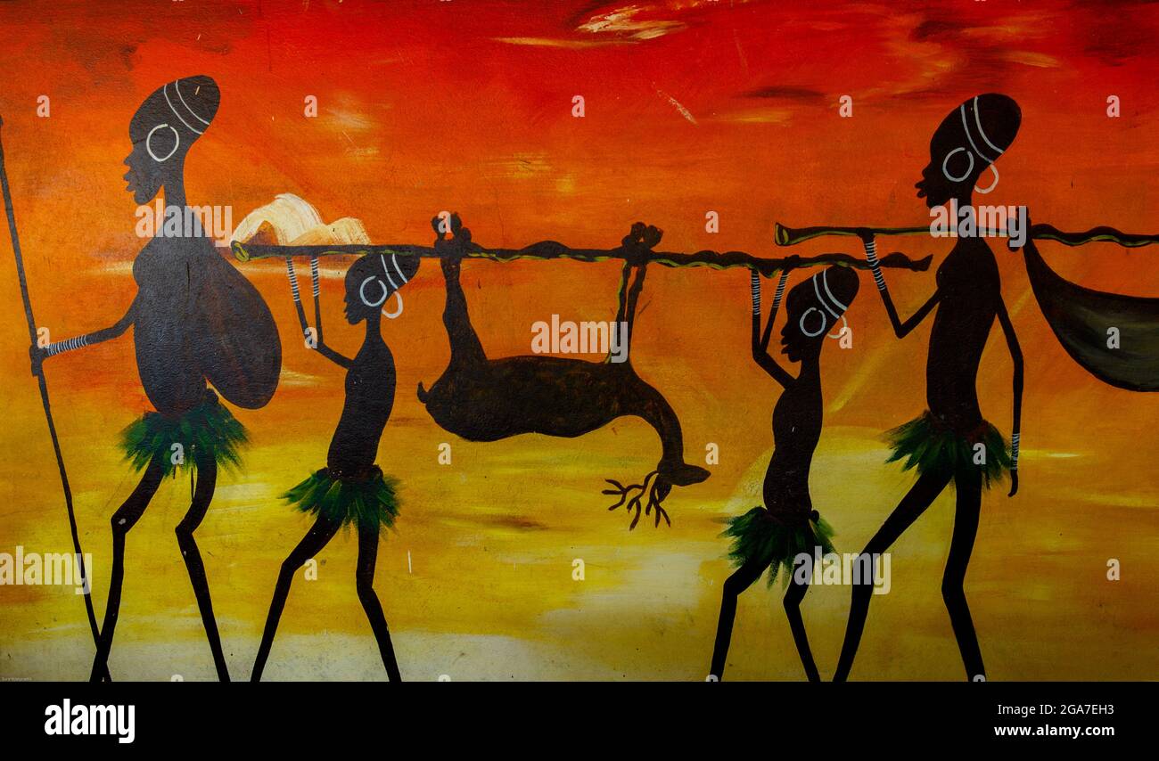 Colorful painting in native Ghana style Stock Photo Alamy