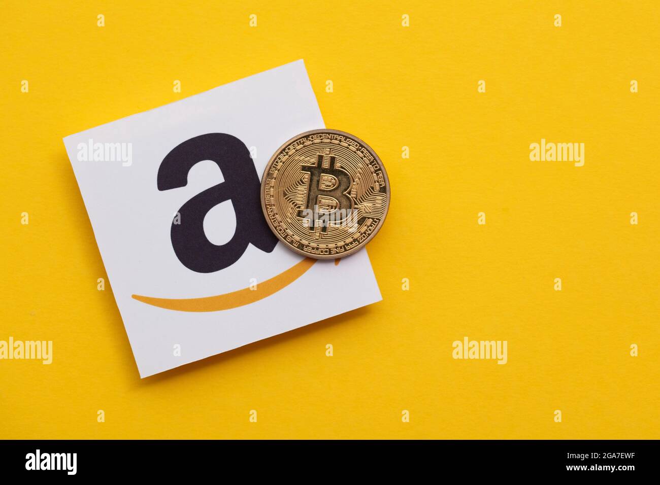 LONDON, UK - July 2021: Bitcoin cryptocurrency on an amazom e-commerce logo  Stock Photo - Alamy