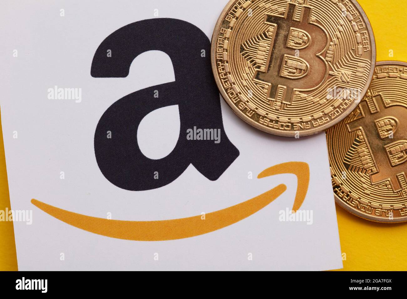 LONDON, UK - July 2021: Bitcoin cryptocurrency on an amazom e-commerce logo  Stock Photo - Alamy