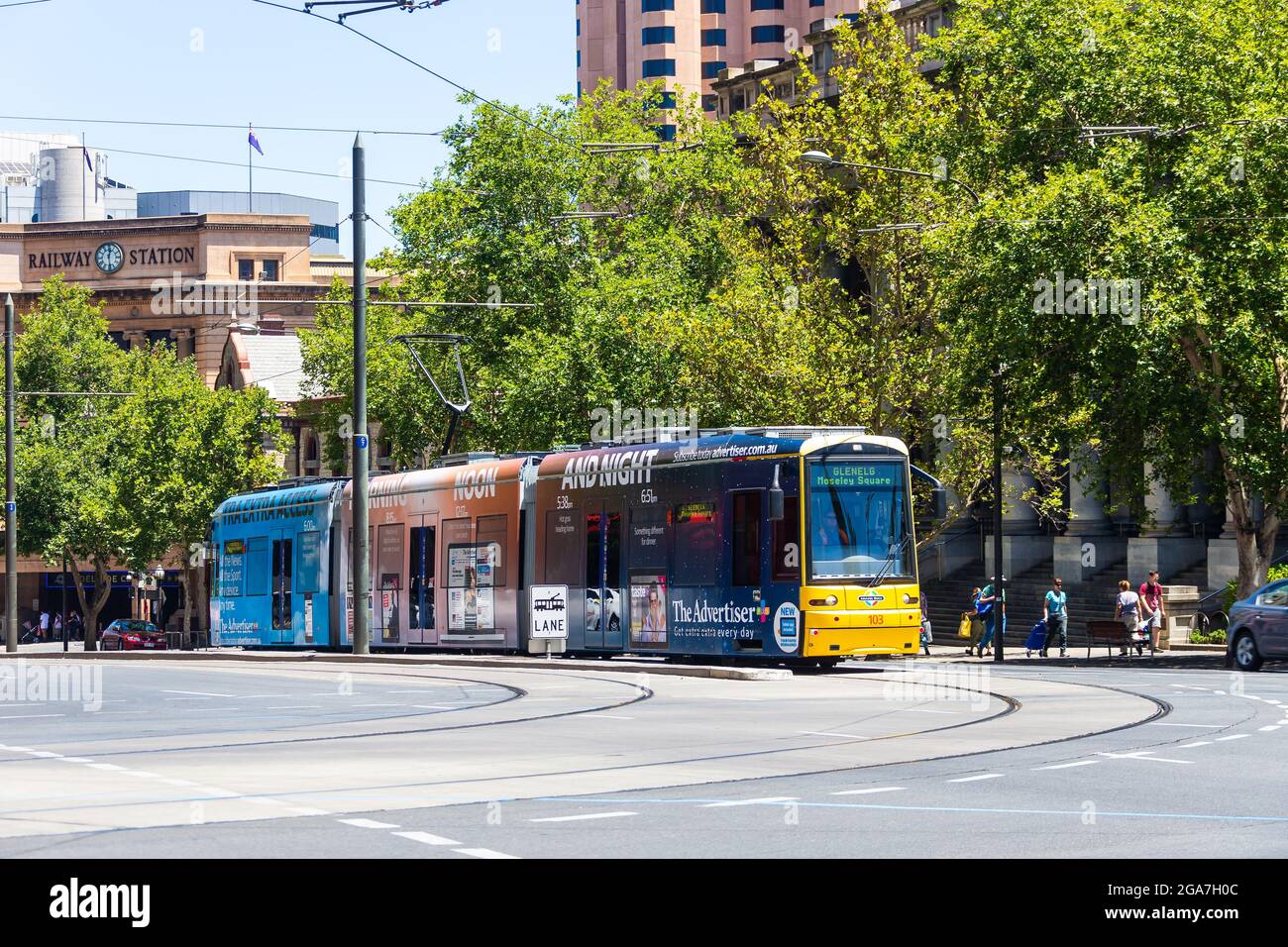 Adelaide, South Australia - December 20, 2014 : Public tram passing ...