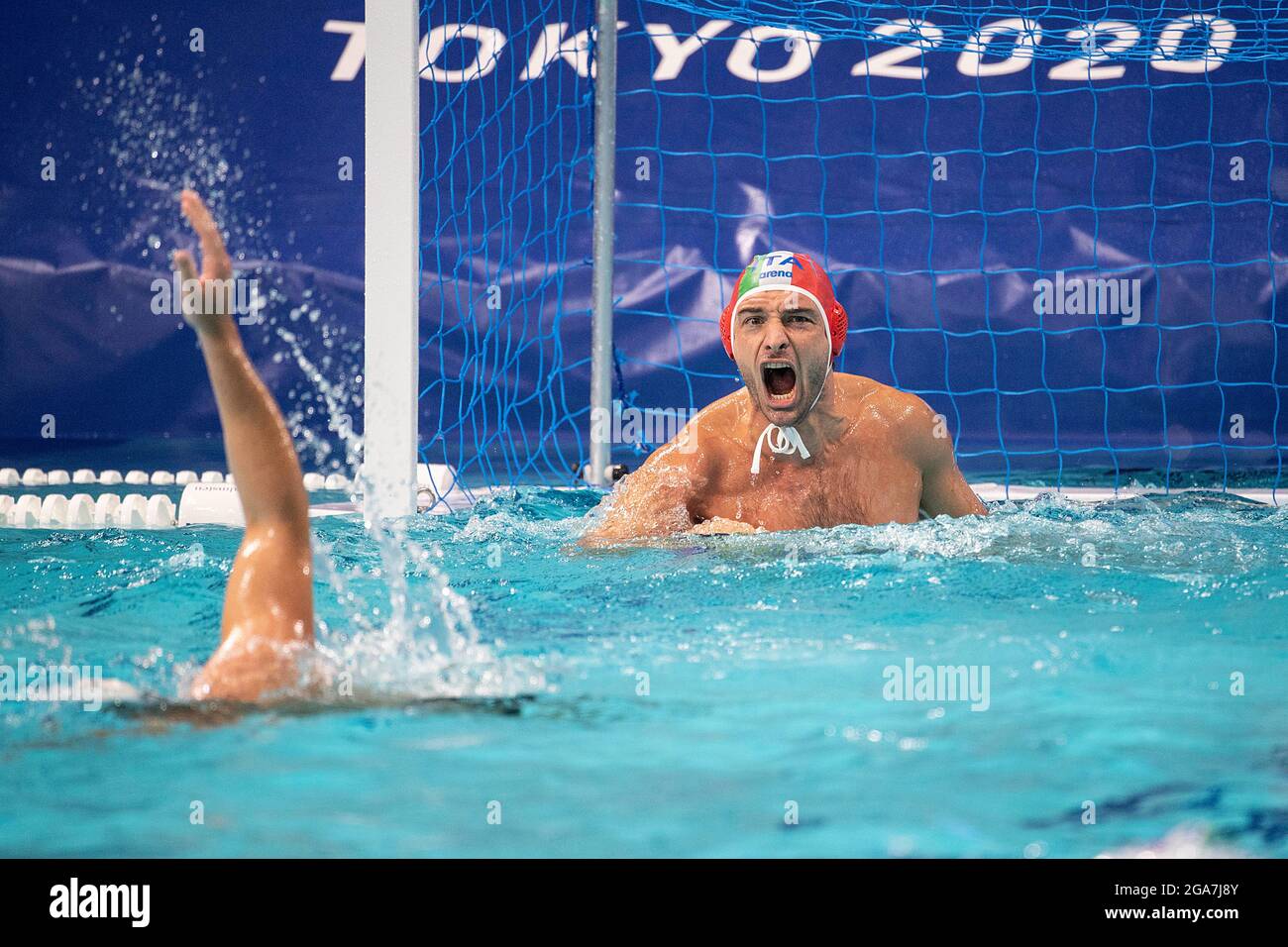 goalwart Marco Del LUNGO (ITA) screaming, screaming; Water polo/men, on  July 29th, 2021; USA - Italy 11:12 Summer Olympics 2020, from 23.07. -  08.08.2021 in Tokyo/Japan Stock Photo - Alamy