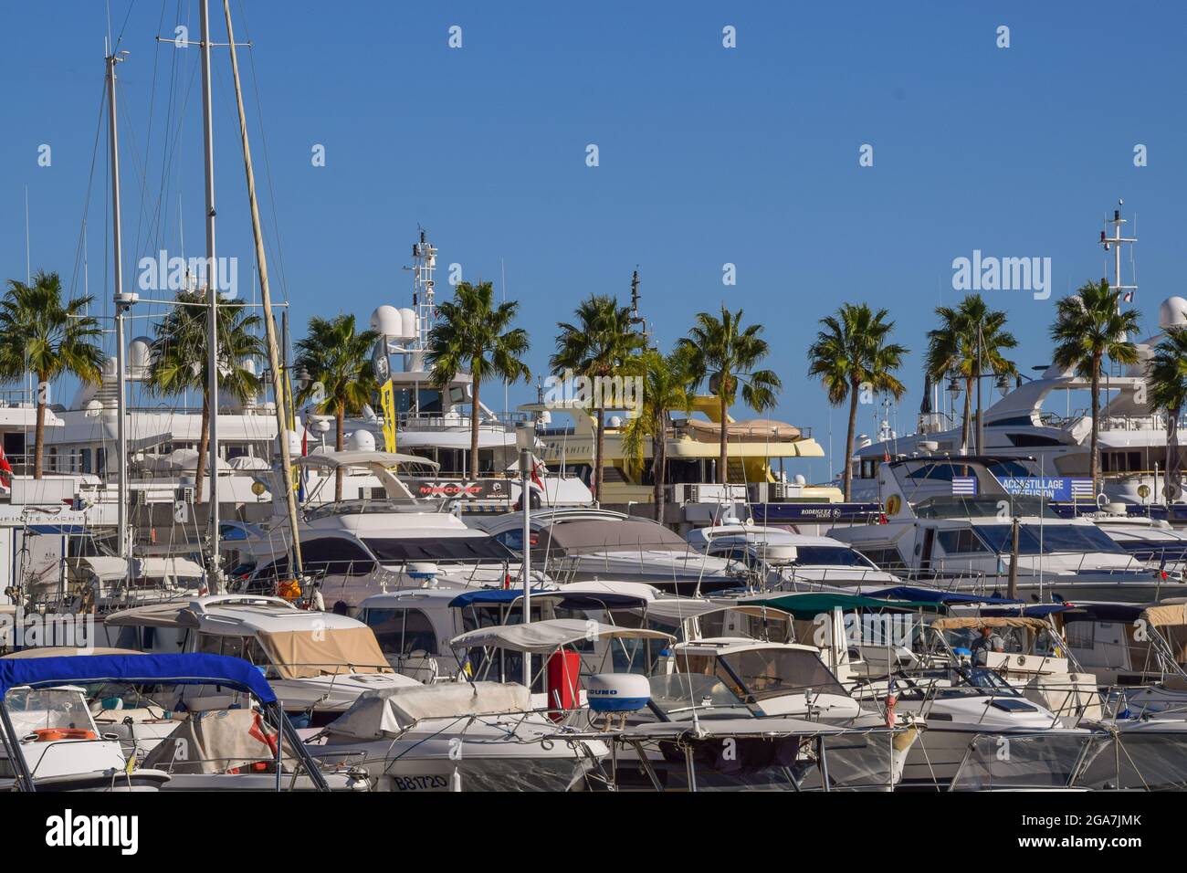 Yachts in Golfe Juan marina, South of France Stock Photo