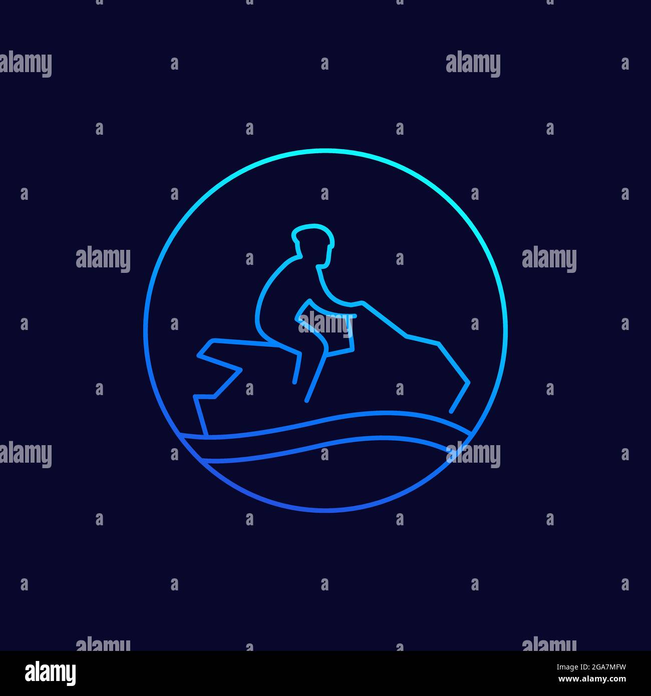 Jet ski line icon, vector Stock Vector