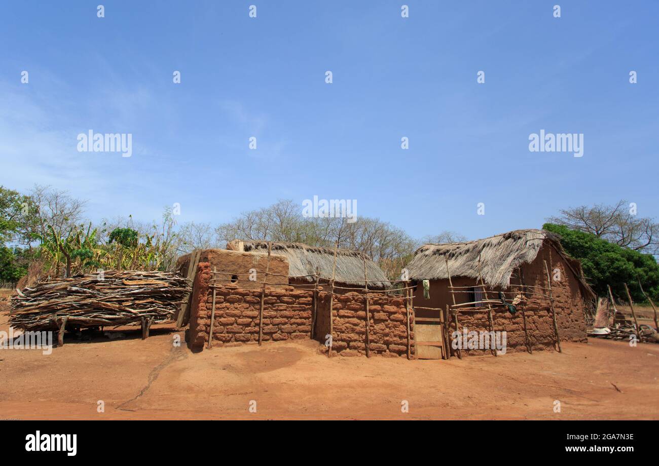 Clay house in african style, taken in Ghana, West Africa Stock Photo