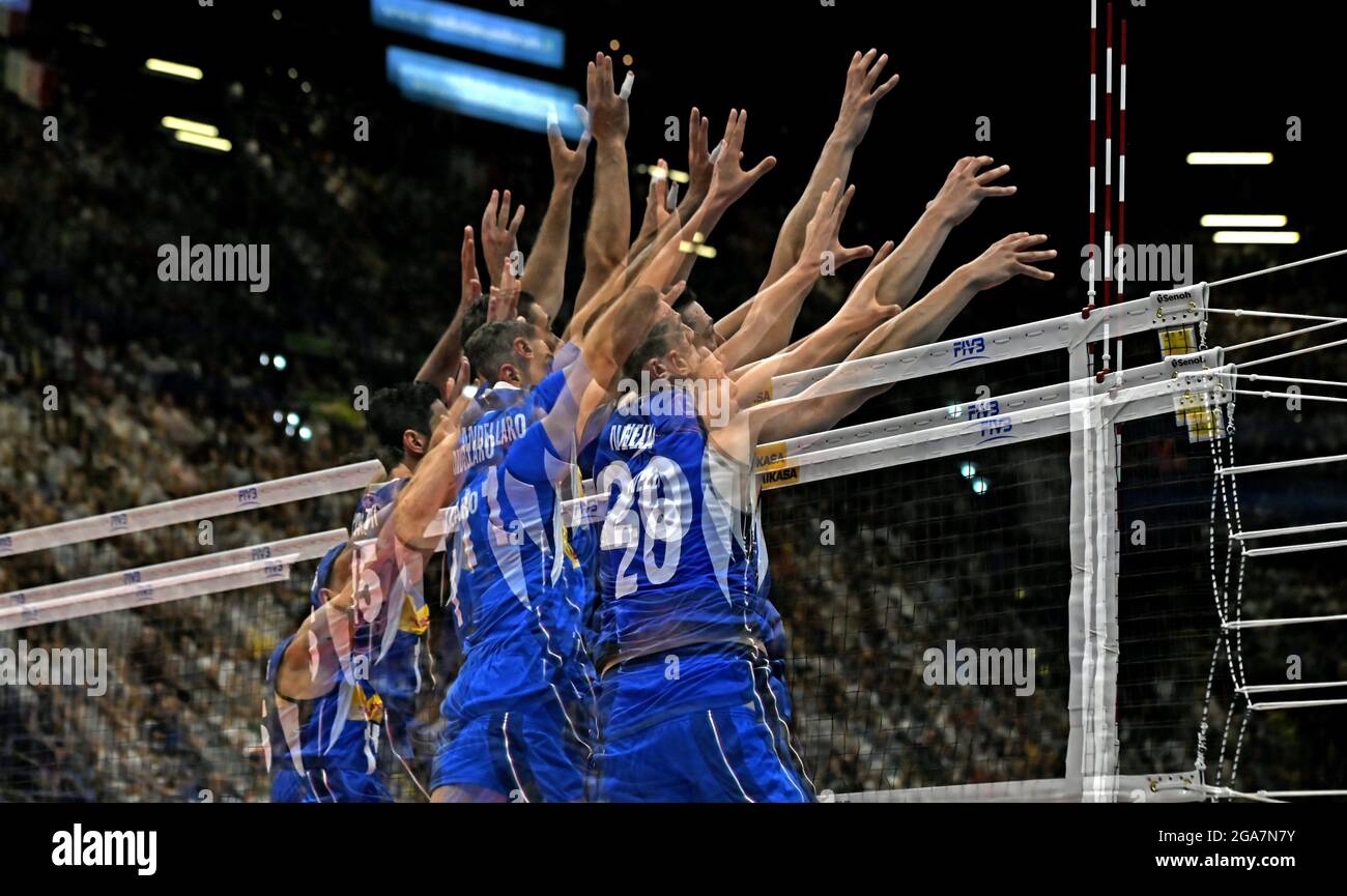 Multiple exposure of Volleyball Men's World Championship 2018, Italy vs
