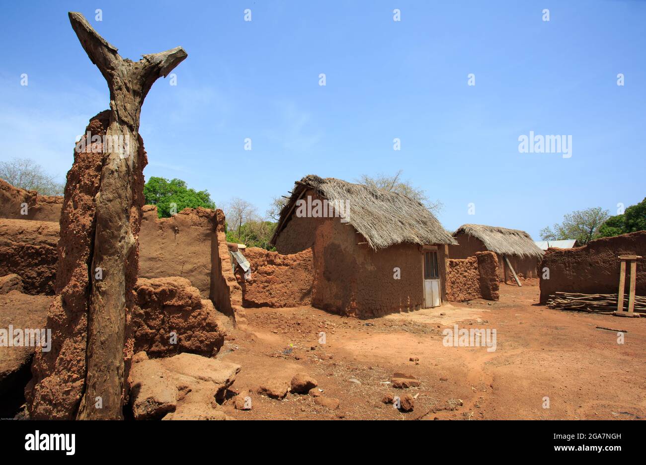 Clay house in african style, taken in Ghana, West Africa Stock Photo