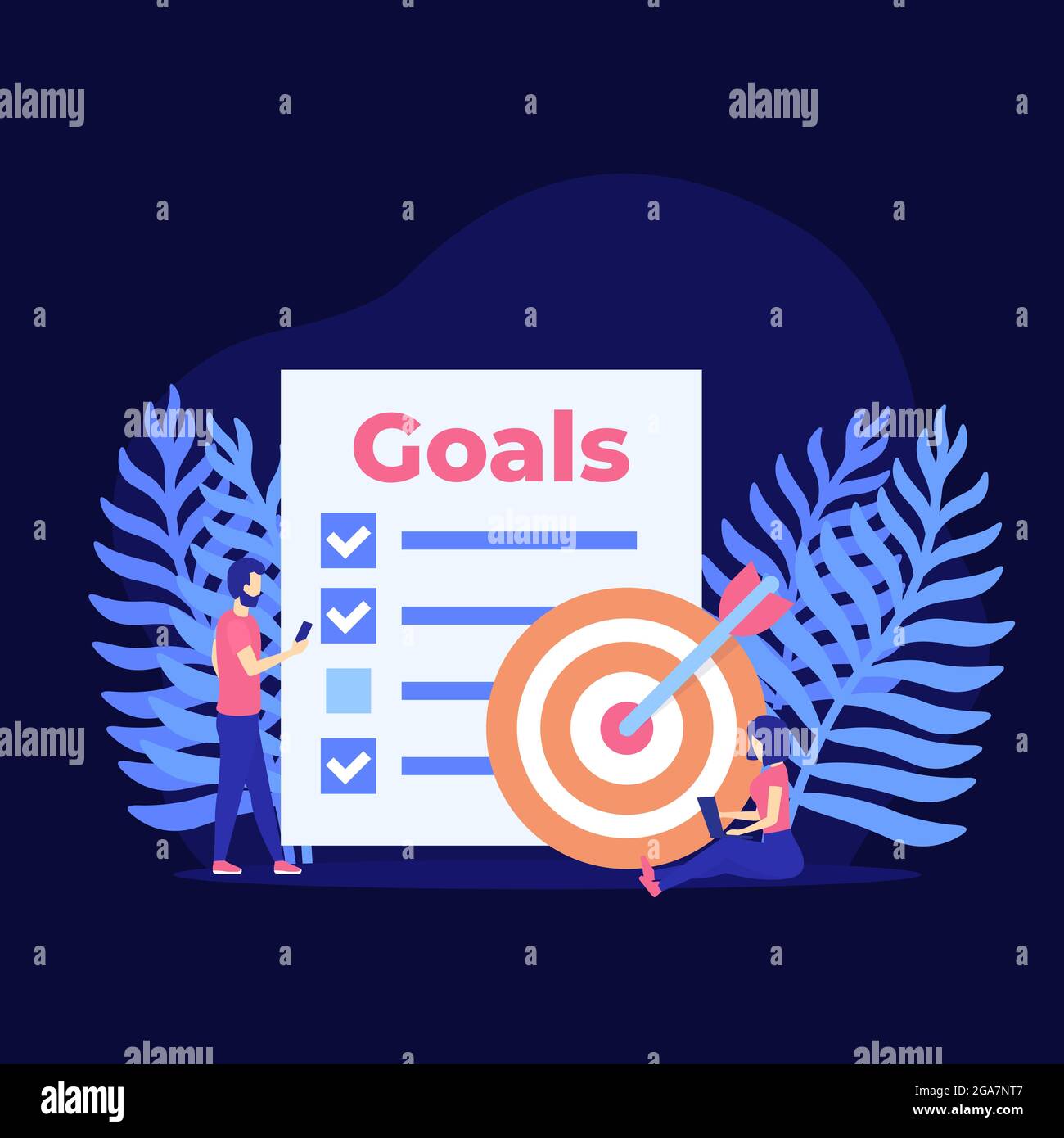 Goals and planning vector illustration with people Stock Vector Image ...