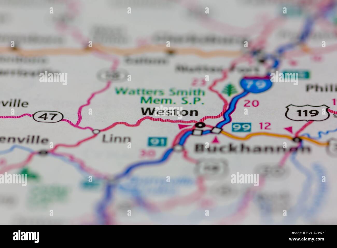 Weston Virginia shown on a road map or Geography map Stock Photo Alamy