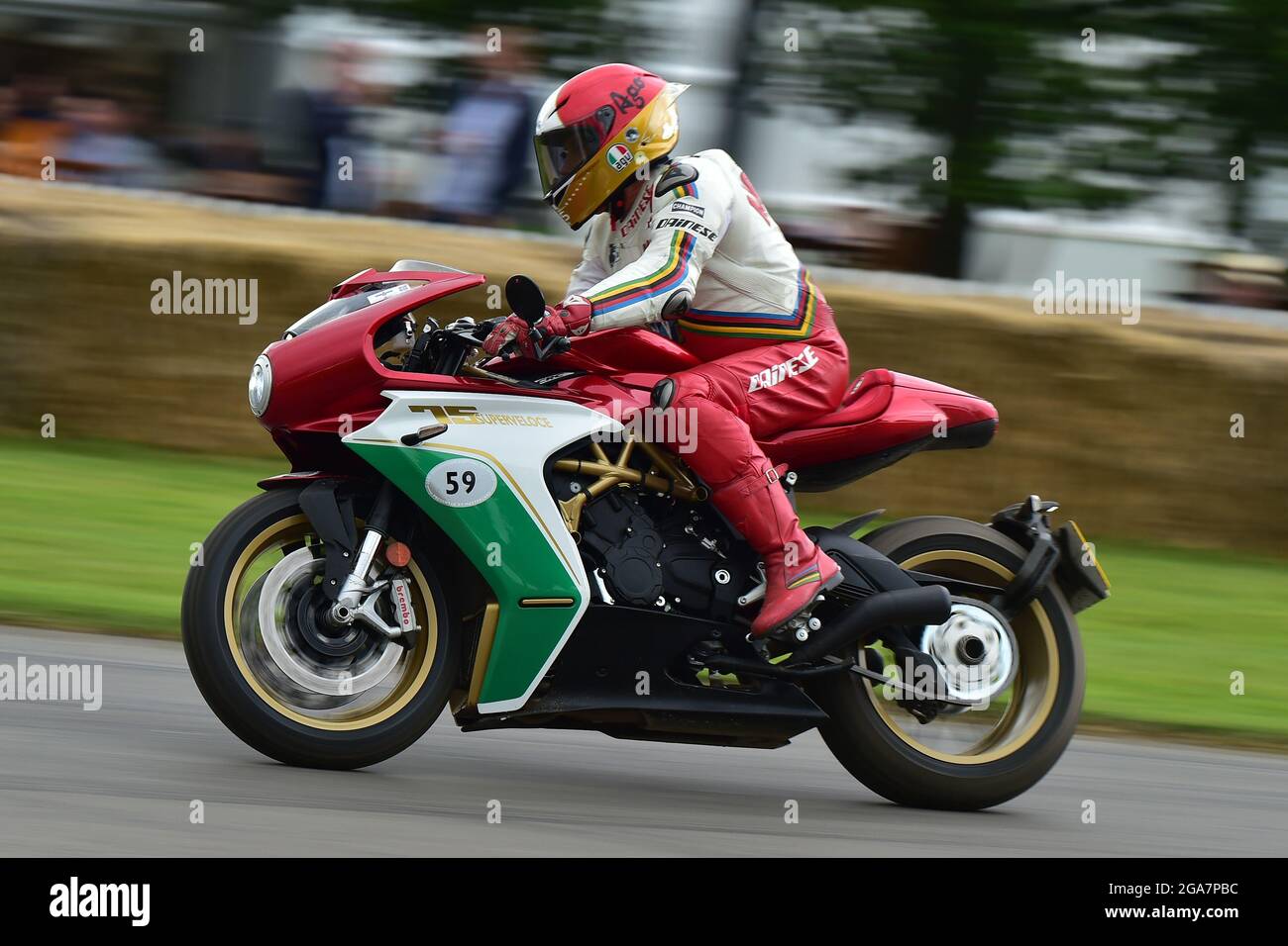 Giacomo Agostini, The Maestros - Motorsport's Great All-Rounders, Goodwood Festival of Speed, Goodwood House, MV Agusta Superveloce 75 Anniversario Stock Photo