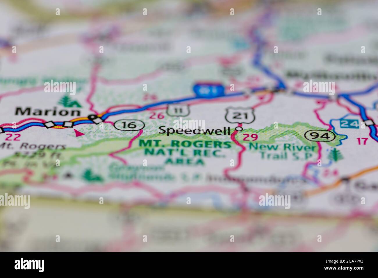 Speedwell Virginia shown on a road map or Geography map Stock Photo Alamy