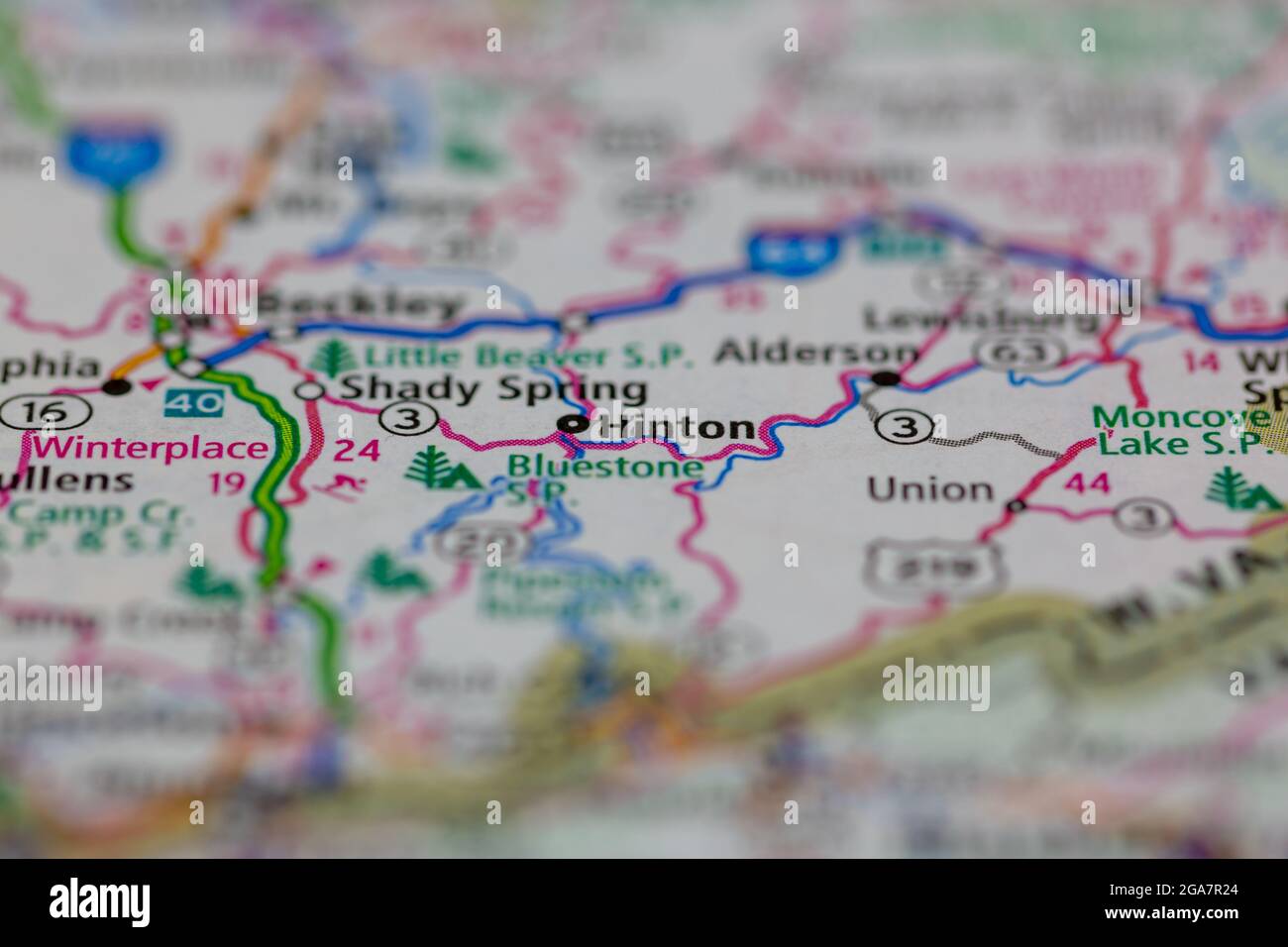 Hinton Virginia shown on a road map or Geography map Stock Photo Alamy