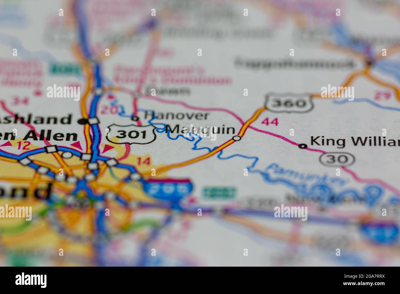 Manquin virginia on a map hi-res stock photography and images - Alamy