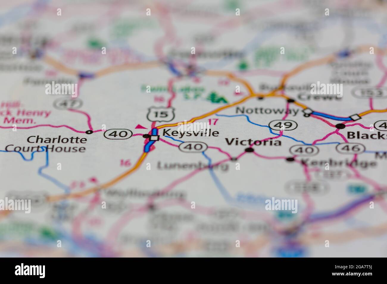 Keysville Virginia shown on a road map or Geography map Stock Photo Alamy