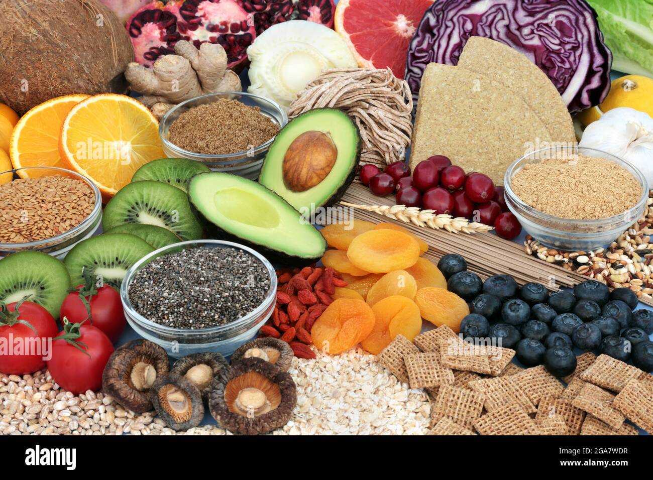 View of Immune system boosting organic vegan health food collection high in ...