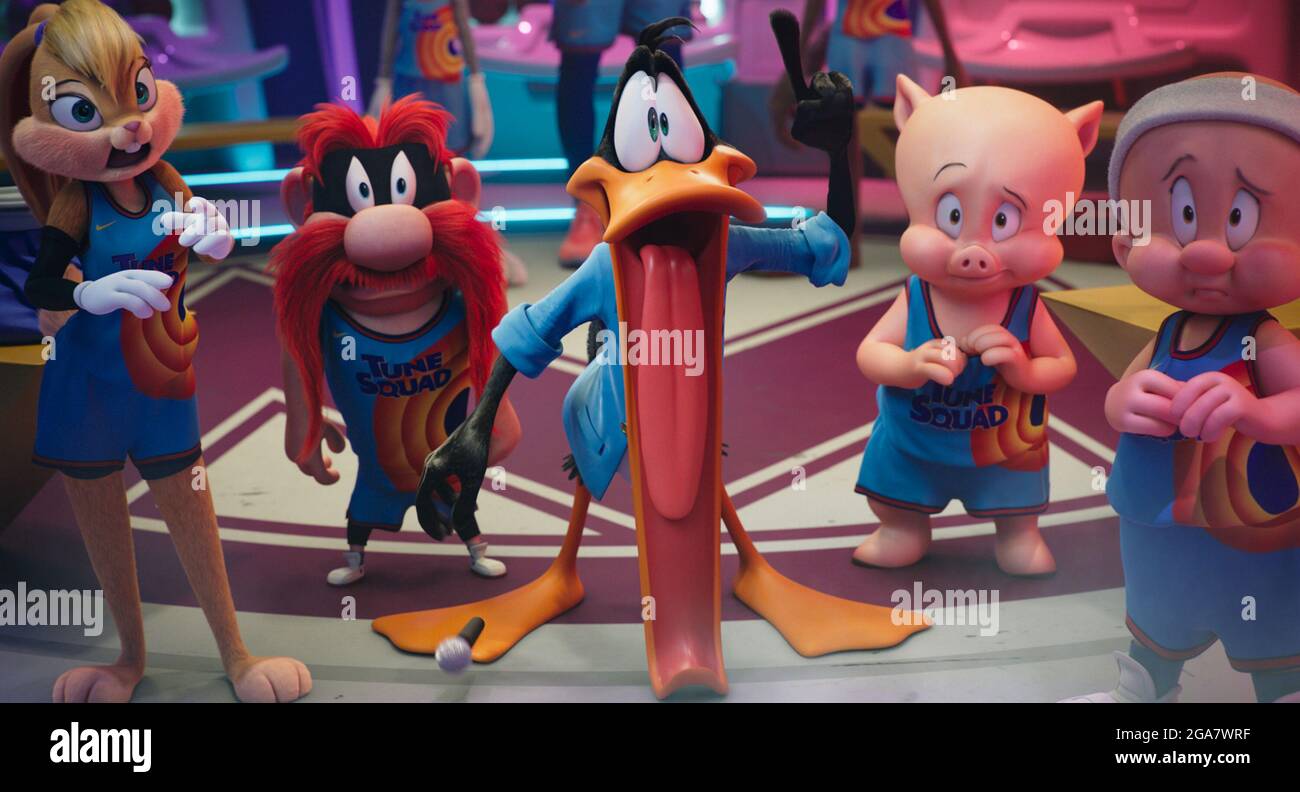 Lola Bunny, Yosemite Sam, Daffy Duck, Porky Pig, Elmer Fudd, "Space Jam
