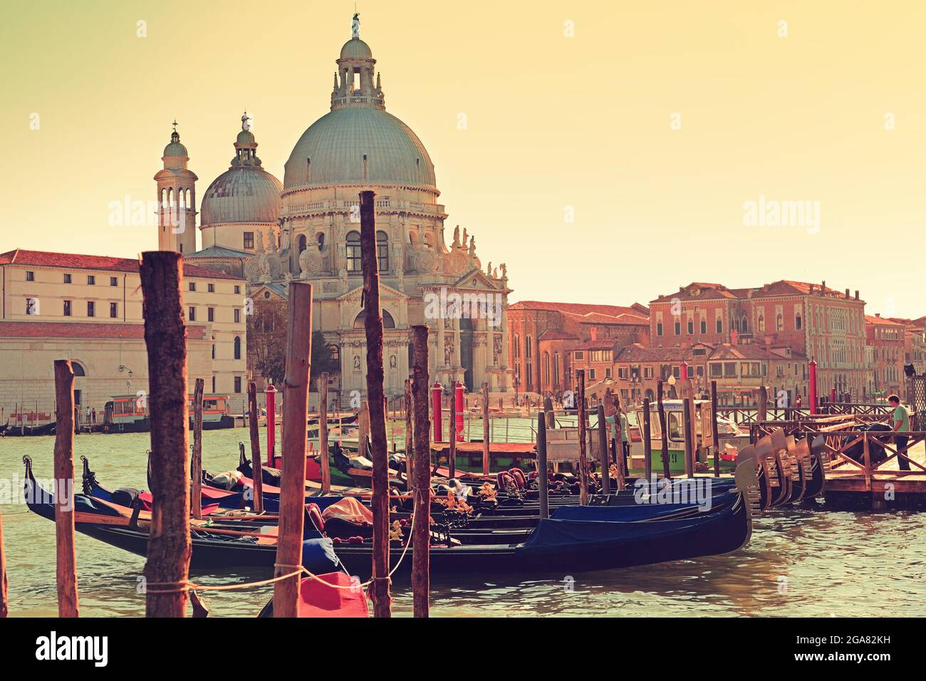Venice Italy Canal Grande Gondola and Salute Stock Photo - Alamy