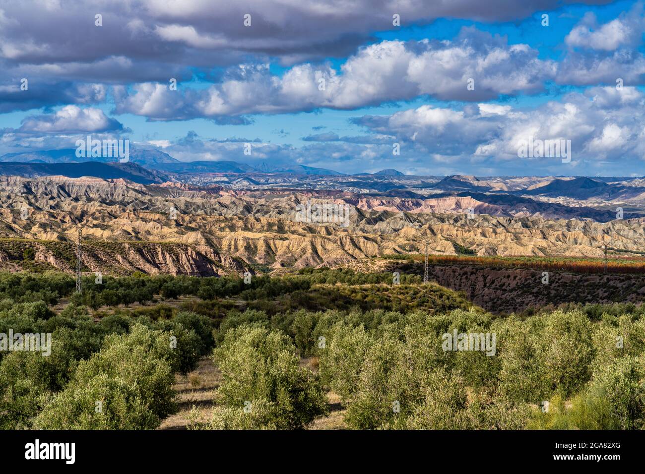 Landscape near Bacor Olivar at Embalse de Negratin reservoir lake in Sierra Nevada National Park, Granada, Andalusia in Spain Stock Photo