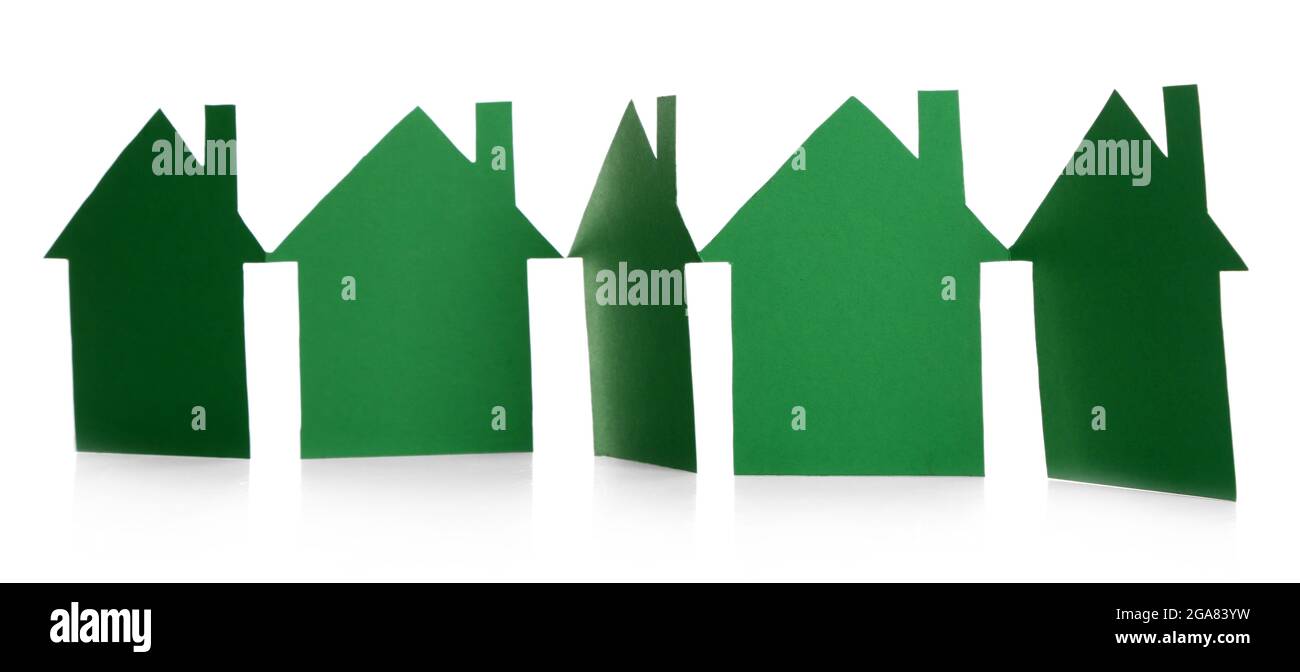 Paper houses isolated on white Stock Photo Alamy