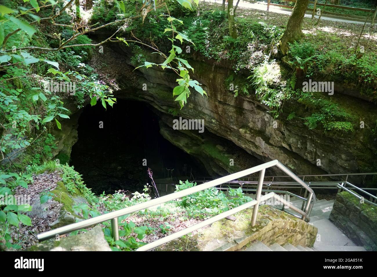 The steep steps and walking path by the entrance of Mammoth Cave ...