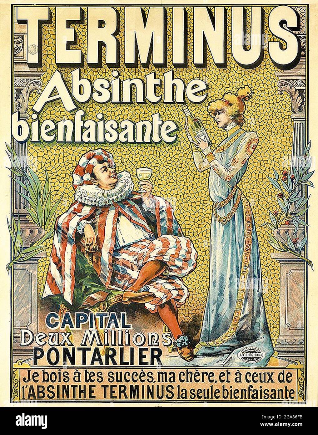 Vintage Absinthe poster designed by Francisco Nicolas Tamagno - circa 1897. Stock Photo