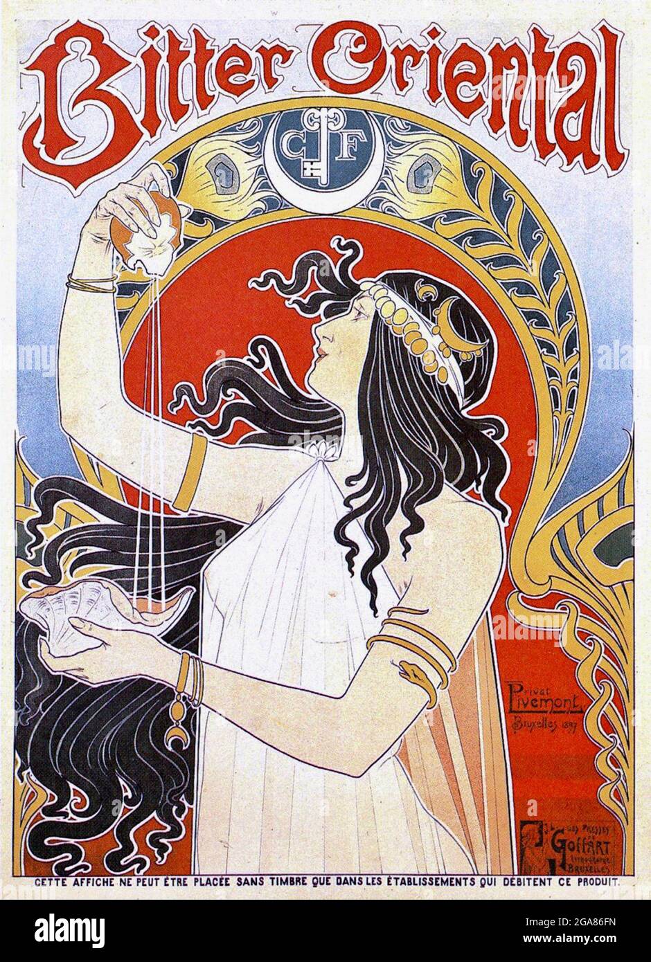Henri Privat-Livemont designed poster for Bitter Oriental Stock Photo