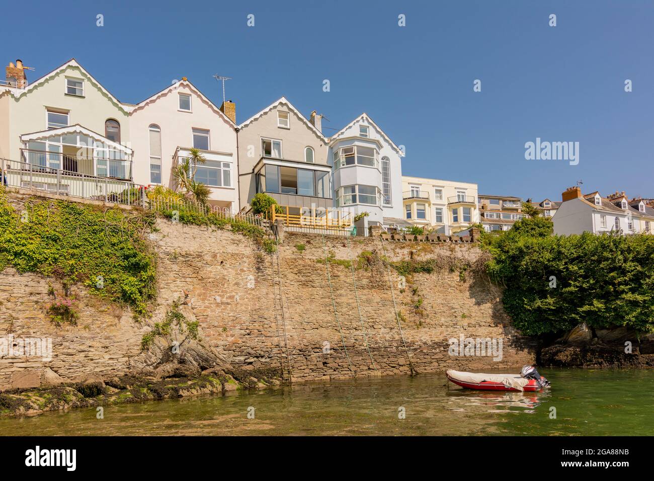 Waterfront properties overlooking Fowey Estuary, Cornwall, UK Stock