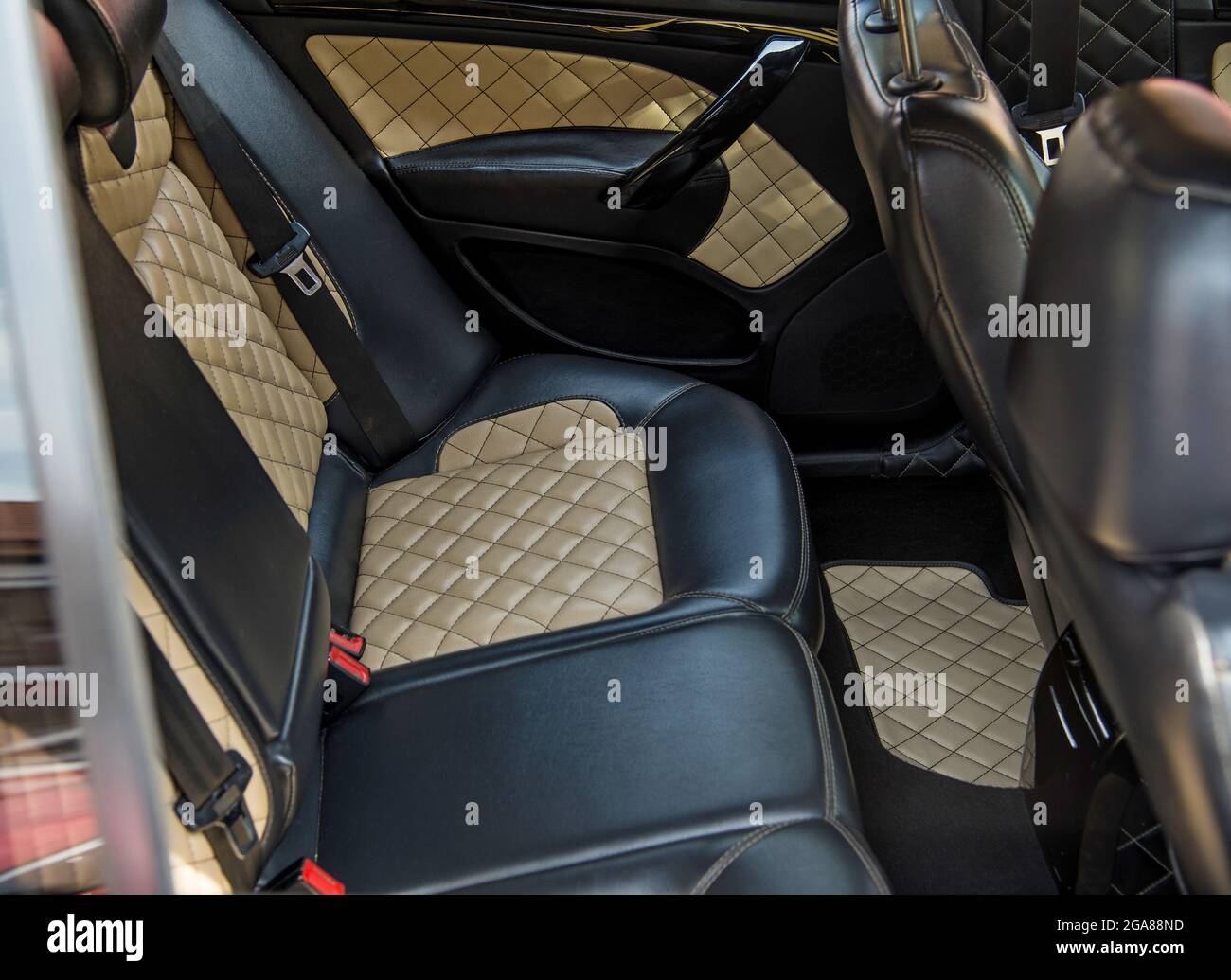 Custum made Leather car back seats Stock Photo Alamy