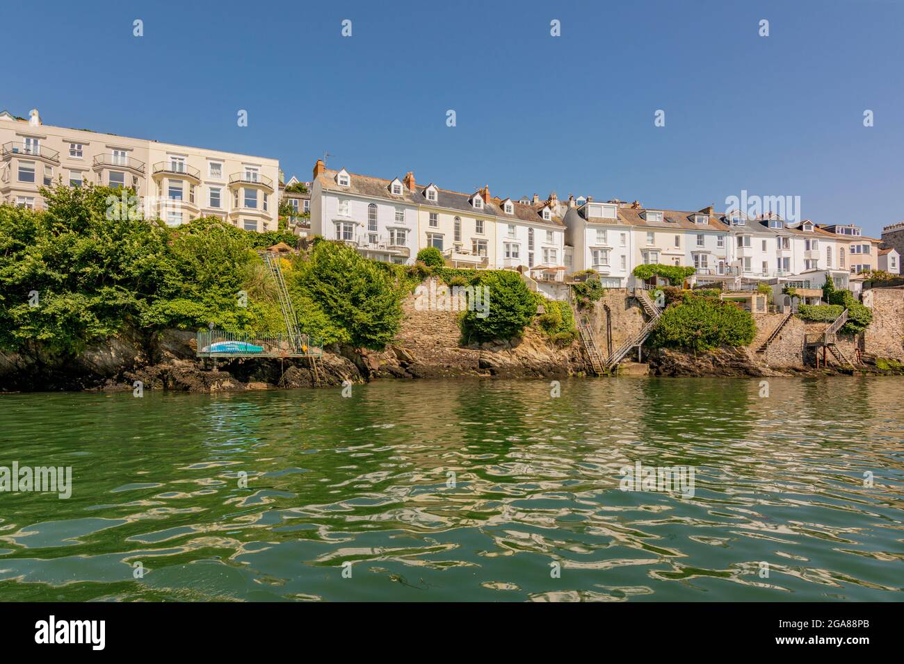 Waterfront properties overlooking Fowey Estuary, Cornwall, UK Stock