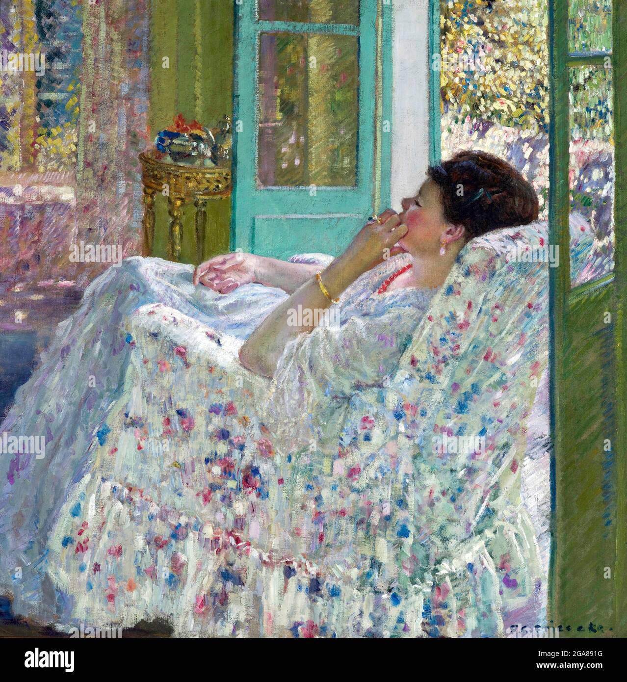 Afternoon - Yellow Room by Frederick Carl Frieseke (1874-1939), oil on canvas, 1910 Stock Photo