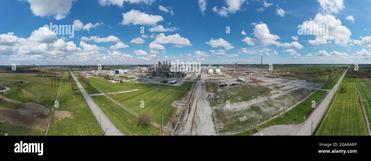 An aerial panorama at Nanticoke Refinery in Ontario, Canada Stock Photo