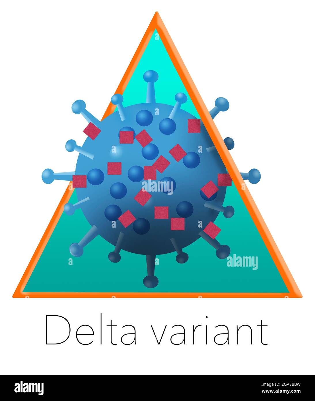 Here is an image of a coronavirus Delta variant. The Greek letter Delta