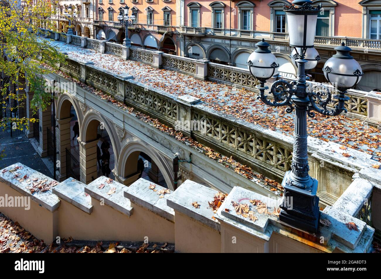 A typical portico of the center of Bologna declared a Unesco heritage Stock Photo