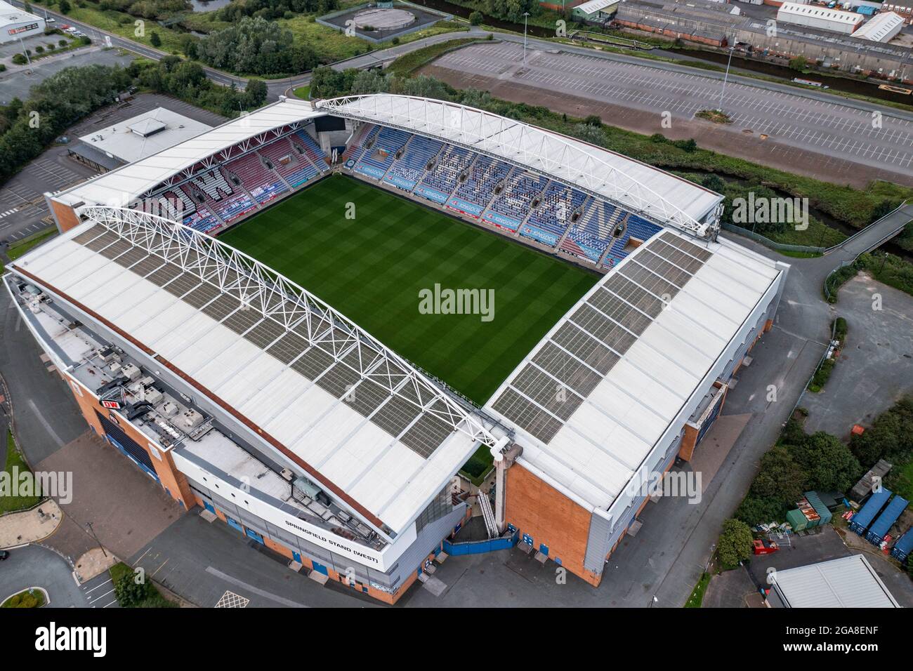 Wigan Athletic Football Club DW Stadium Aerial Photo Drone Photography The Latics Stock Photo
