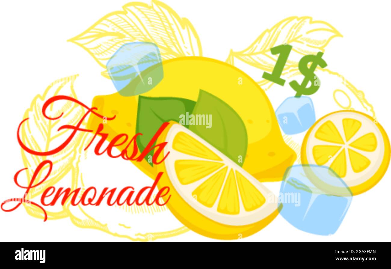 Fresh lemonade, citrus beverage for 1 dollar Stock Vector Image & Art ...