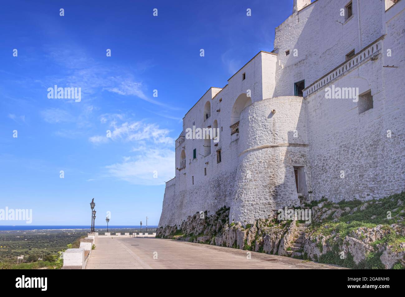 Ostuni, perched on three hills, is located inside the Itria Valley 8 km from the Adriatic coast of Apulia in southern Italy. Stock Photo