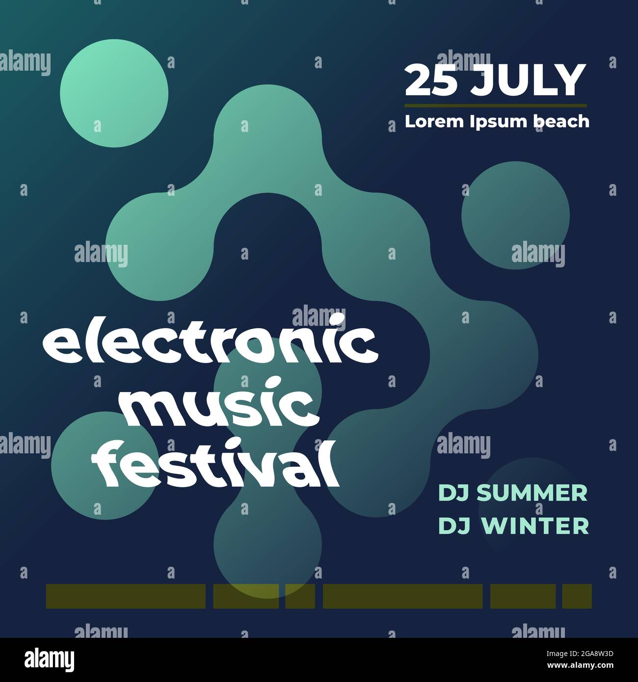Electronic music festival. Abstract geometrical poster. Square format