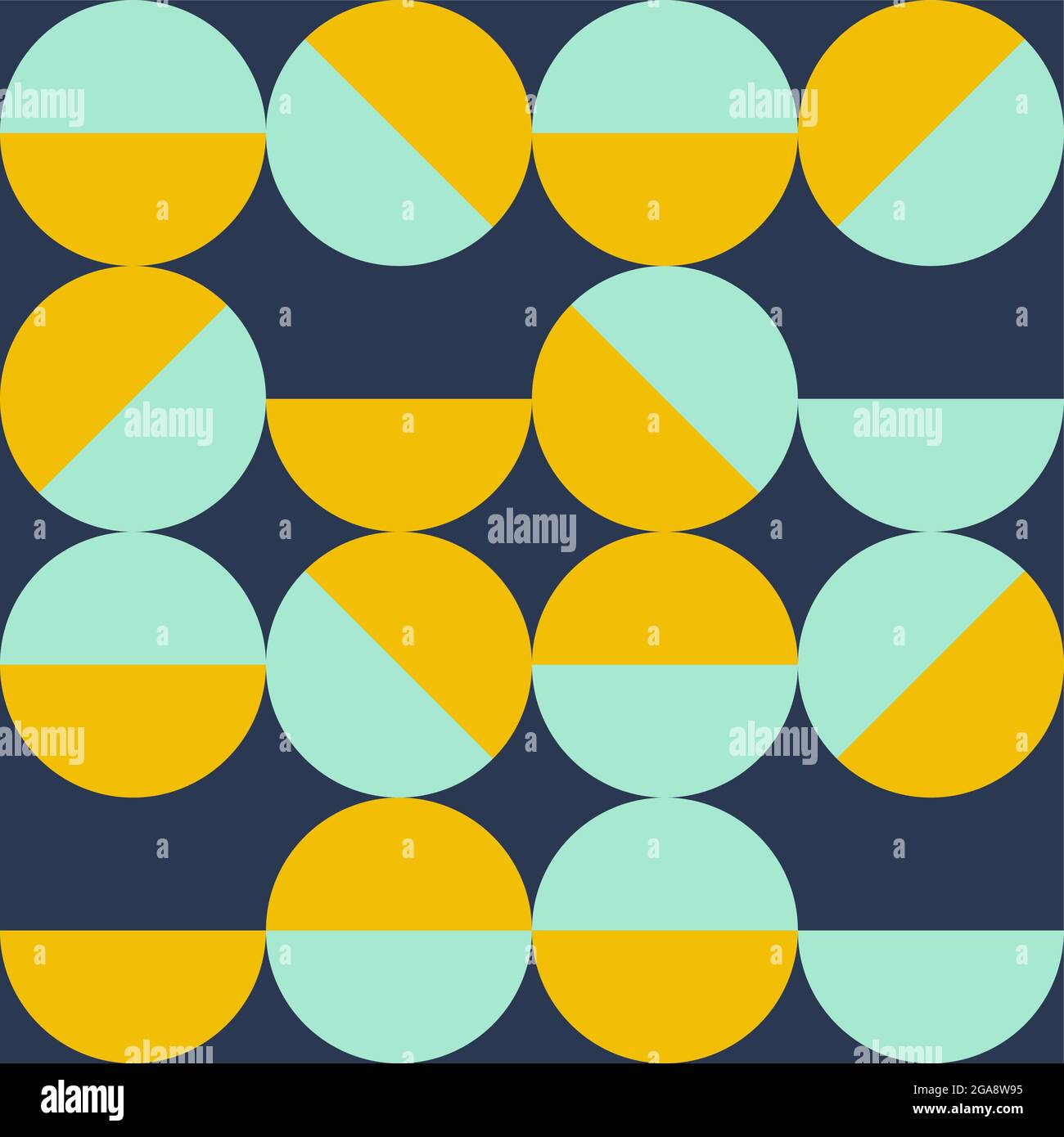 Abstract geometrical pattern. Dark blue, yellow and turquoise semi ...