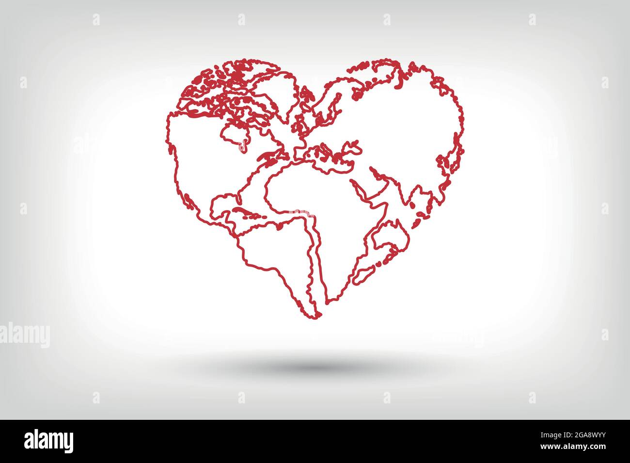 Heart World, World and Love, Happy World Map. World map design that looks like a heart. World