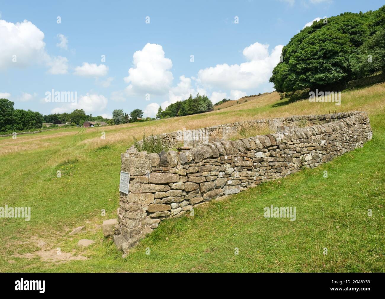 The Riley Graves commemorate the loss of an entire family during the plague which engulfed the Derbyshire village of Eyam in the 17th century. Stock Photo