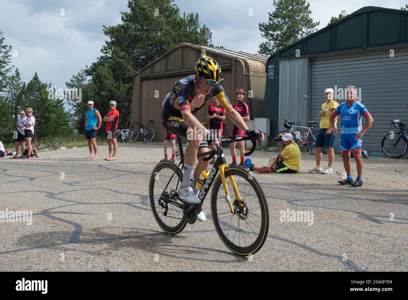 Malaucene, France. 07th July, 2021. Steven kruijswijk in action during the second climb of Mont-Ventoux in Tour de France 2021. He ranked 21 of the stage.The 11th stage of the Tour de France 2021 takes place between Sorgues and Malaucene with a double ascent of the Mont-Ventoux. Winner of the stage is Wout Van Aert. (Photo by Laurent Coust/SOPA Images/Sipa USA) Credit: Sipa USA/Alamy Live News Stock Photo